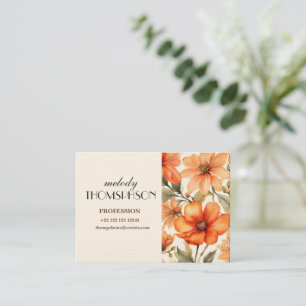 Red Wild Flowers Watercolor Art Business Card