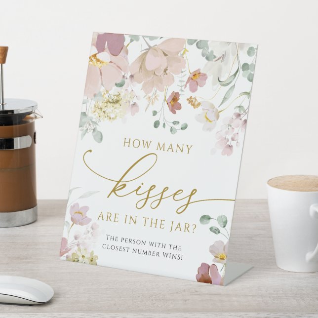 Red Wildflowers How Many Kisses Are In The Jar  Pedestal Sign (In SItu)