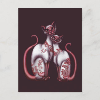 Red Willow Siamese Cats Postcard