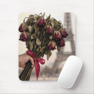 Red Wilted Rose Bouquet in Paris  Mouse Pad
