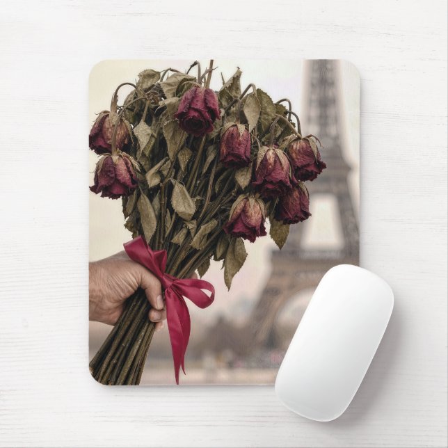 Red Wilted Rose Bouquet in Paris  Mouse Pad (With Mouse)