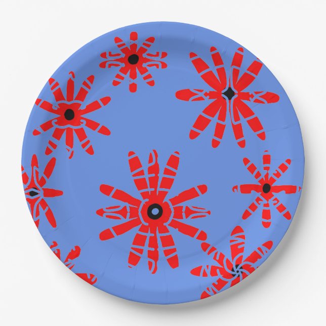Red Windmills Paper Plate (Front)