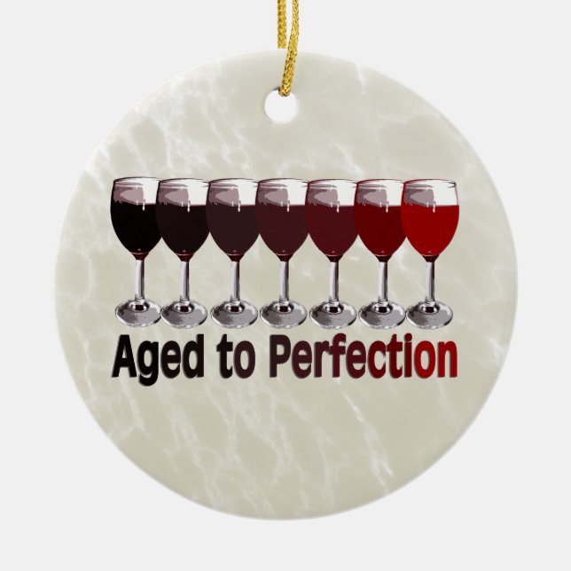 Red Wine Aged to Perfection Ceramic Tree Decoration (Front)