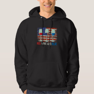 Red Wine And Blue 4th Of July Red White Blue Wine  Hoodie
