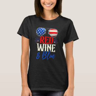 Red Wine And Blue 4th Of July Usa American Flag Su T-Shirt