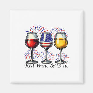 Red Wine And Blue 4th Of July Wine Gles American U Magnet