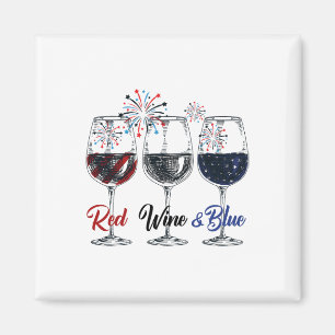 Red Wine And Blue 4th Of July Wine Red White Blue Magnet