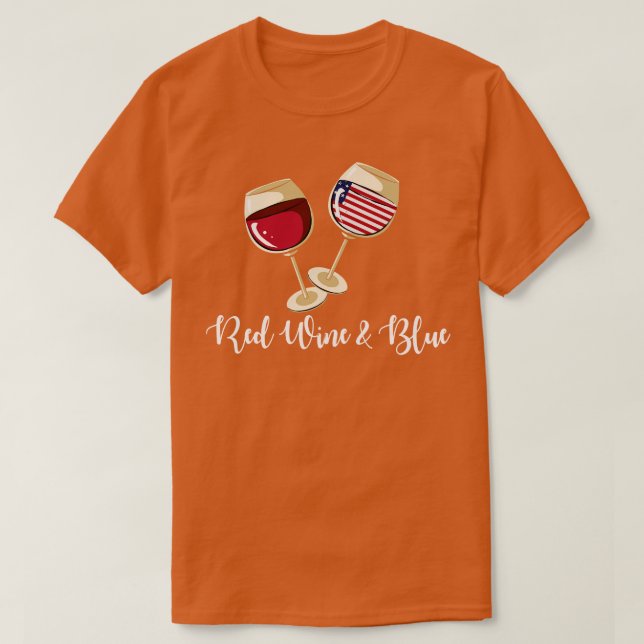 red wine and blue fourth of july design for wine l T-Shirt (Design Front)