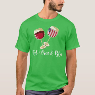 red wine and blue fourth of july design for wine l T-Shirt