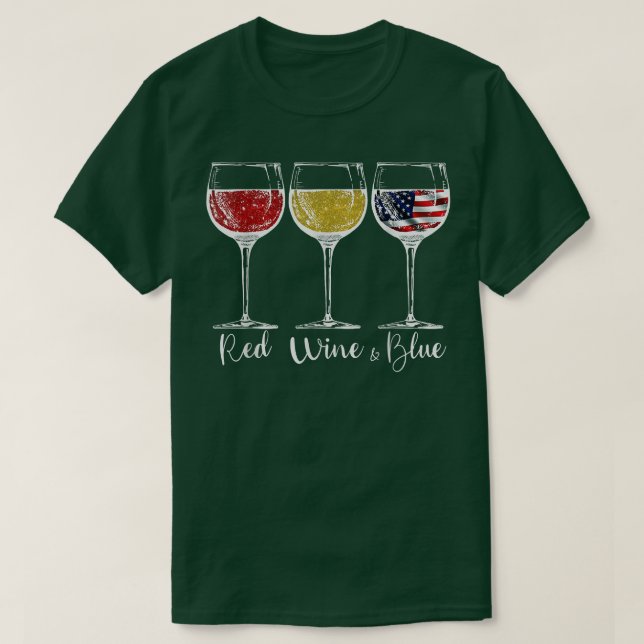 Red Wine And Blue Glasses, USA US United States Fl T-Shirt (Design Front)