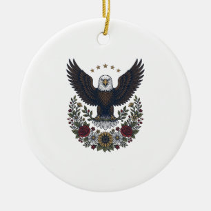 Red Wine and Blue Patriotic Wine Lover Ceramic Tree Decoration