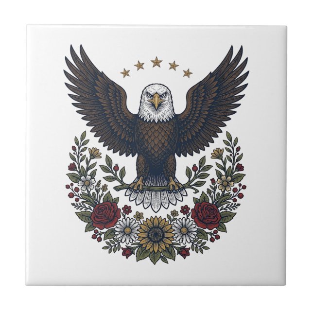Red Wine and Blue Patriotic Wine Lover Tile (Front)