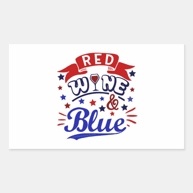 Red Wine and Blue Rectangular Sticker (Front)