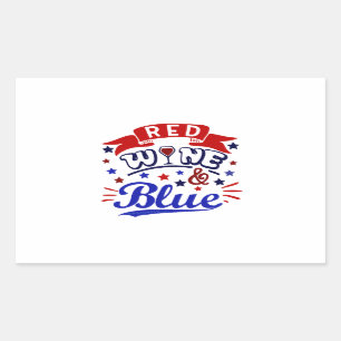 Red Wine and Blue Rectangular Sticker