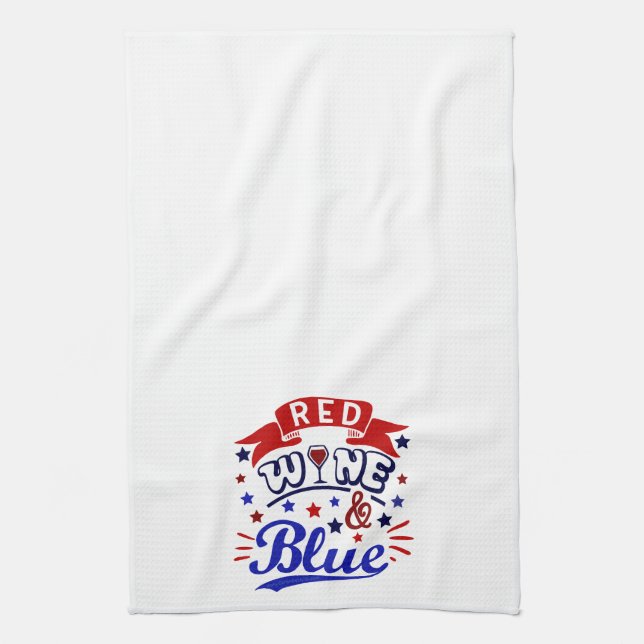 Red Wine and Blue Tea Towel (Vertical)