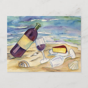 Red Wine and Cheese Beach Party Postcards