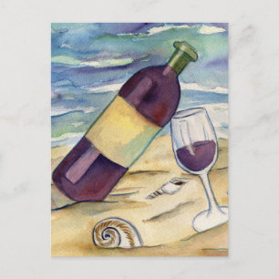 Red Wine and Cheese Beach Party Postcards