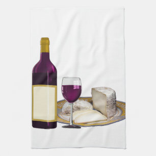 RED WINE AND CHEESE, CHEESE LOVERS GIFT TEA TOWEL