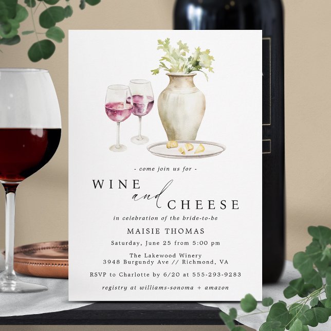 Red Wine and Cheese | Wine Tasting Bridal Shower Invitation (Creator Uploaded)