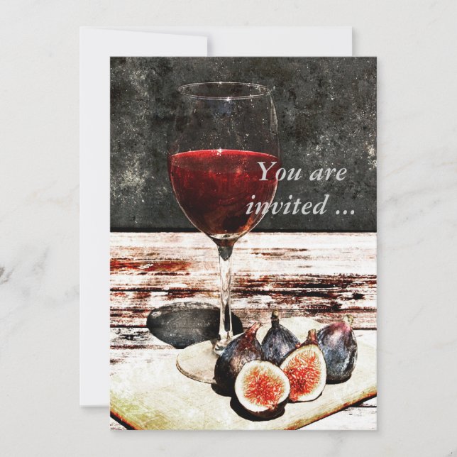 Red wine and figs wine tasting reception invite (Front)