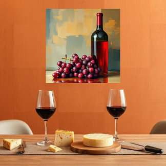 Red Wine and Grapes Canvas Print