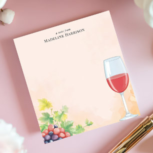 Red Wine and Grapes Vineyard Personalised Name Notepad