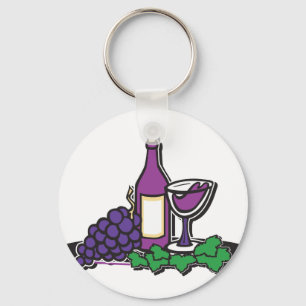 Red Wine and Purple Grapes Key Ring