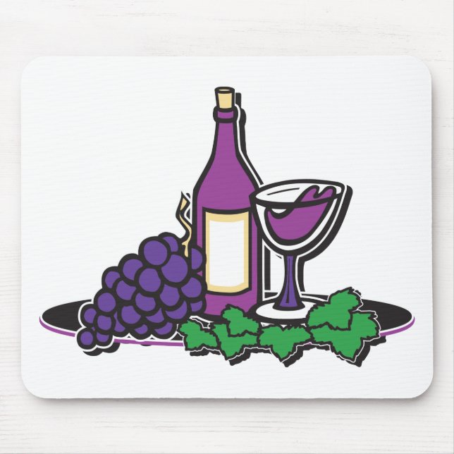 Red Wine and Purple Grapes Mouse Pad (Front)