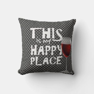 red wine  and quote on dots cushion