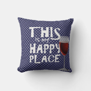 red wine and quote on polka dots cushion