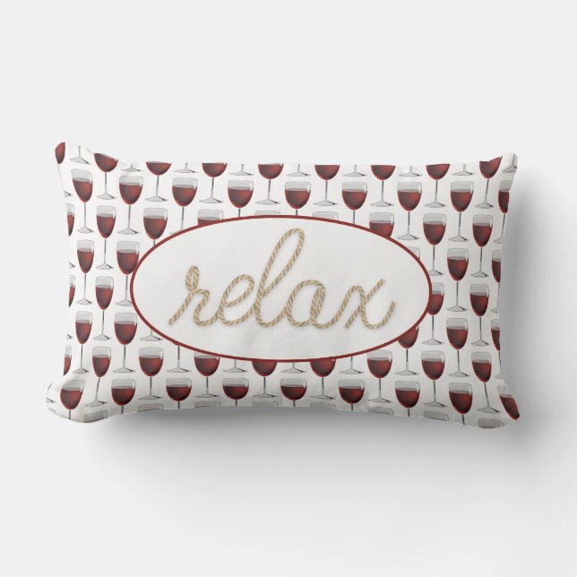 red wine and relax text lumbar cushion (Front)