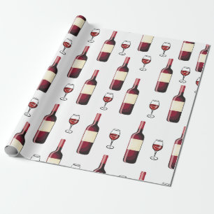 Red Wine and Wine Glass Wrapping Paper