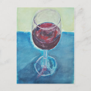 Red Wine Art Postcard   Wine Lover Note Card