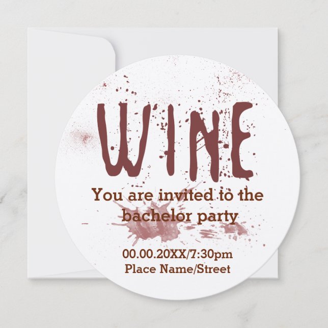 Red Wine Bachelor Party Invitation (Front)