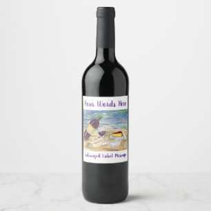Red Wine Beach Party Custom Bottle Labels