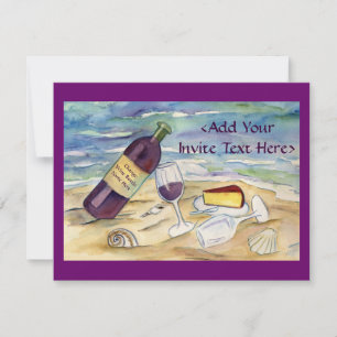 Red Wine Beach Party Custom Invites or Invitations