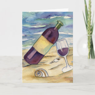 Red Wine Beach Party Greeting or Note Card