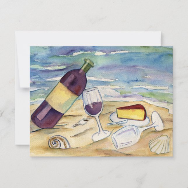 Red Wine Beach Party Invitations or Invites (Front)