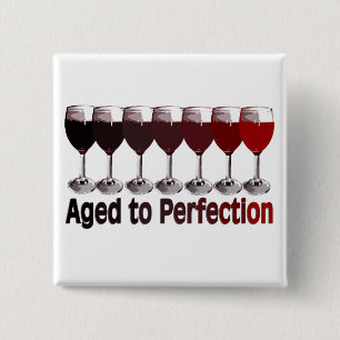 Red Wine Birthday 15 Cm Square Badge