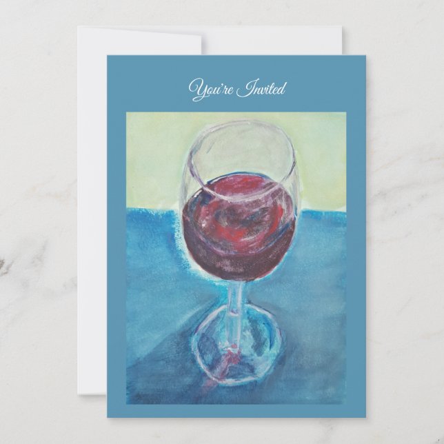 Red Wine Birthday Invitation, Custom Party Invite (Front)