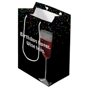Red Wine Birthday Medium Gift Bag