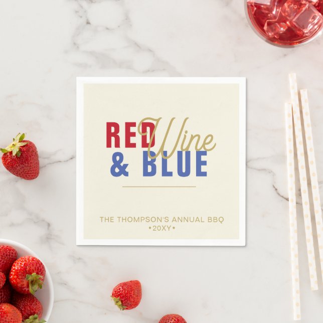 Red Wine & Blue 4th of July Party Paper Napkin (Insitu)