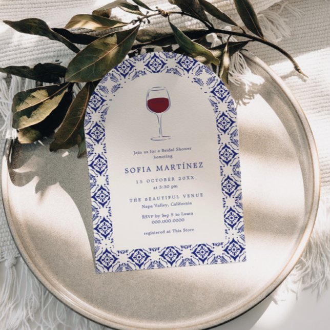 Red Wine Blue Talavera Bridal Shower Invitation (Creator Uploaded)