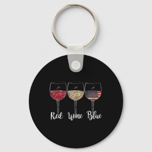 Red Wine Blue Wine Gles Usa Flag 4th Of July Patri Key Ring