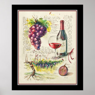 Red Wine Botanical Poster