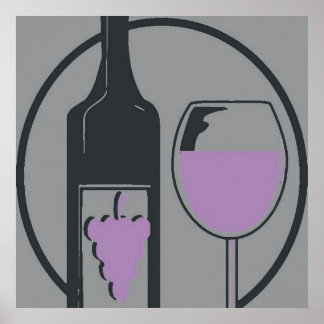 Red Wine Bottle and Glass Poster