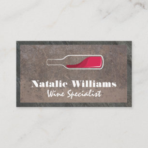 Red Wine Bottle Logo Rustic Background Business Card