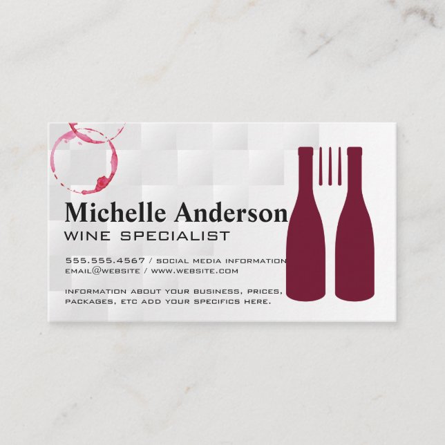 Red Wine Bottles and Fork | Restaurant Business Card (Front)