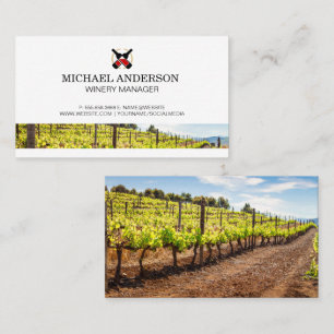 Red Wine Bottles Vineyard Winery Field Business Card