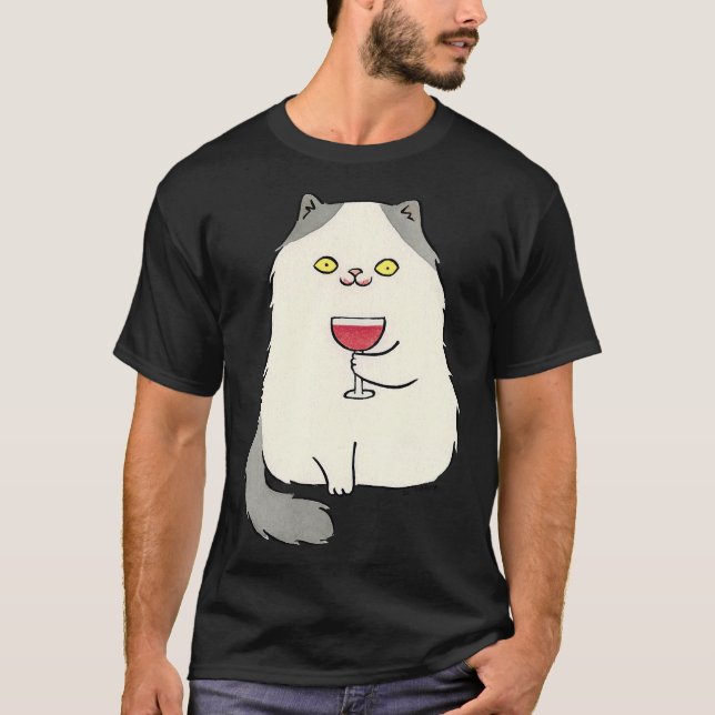Red Wine Cat Cat Owner T-Shirt (Front)